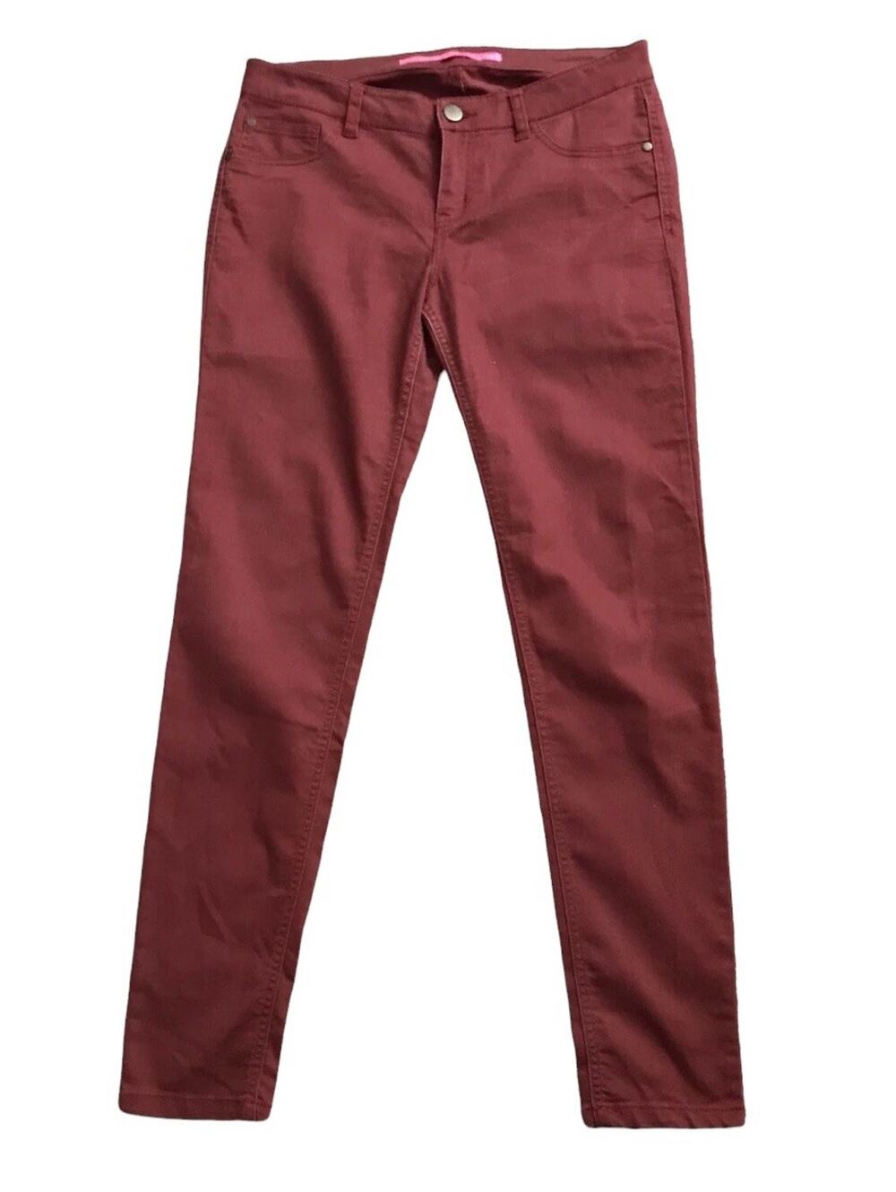 Tinseltown Pants Womens 11 Burgundy Skinny Stretch Mid Rise Cotton Blend